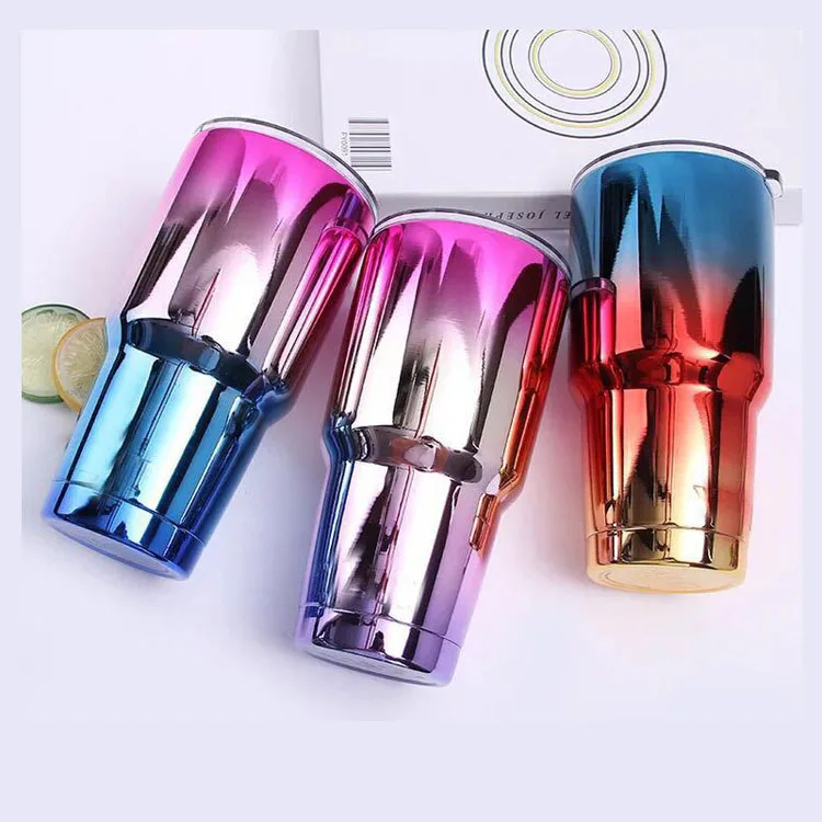

30oz stainless steel metal custom reusable tumbler cup with lid, Rainbow