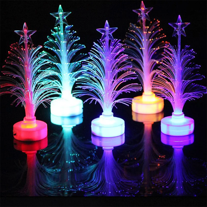 Luxury Shining Colorful Optical Fiber Table Ornaments navidad christmas gift Decoration lights Mini LED Christmas Tree