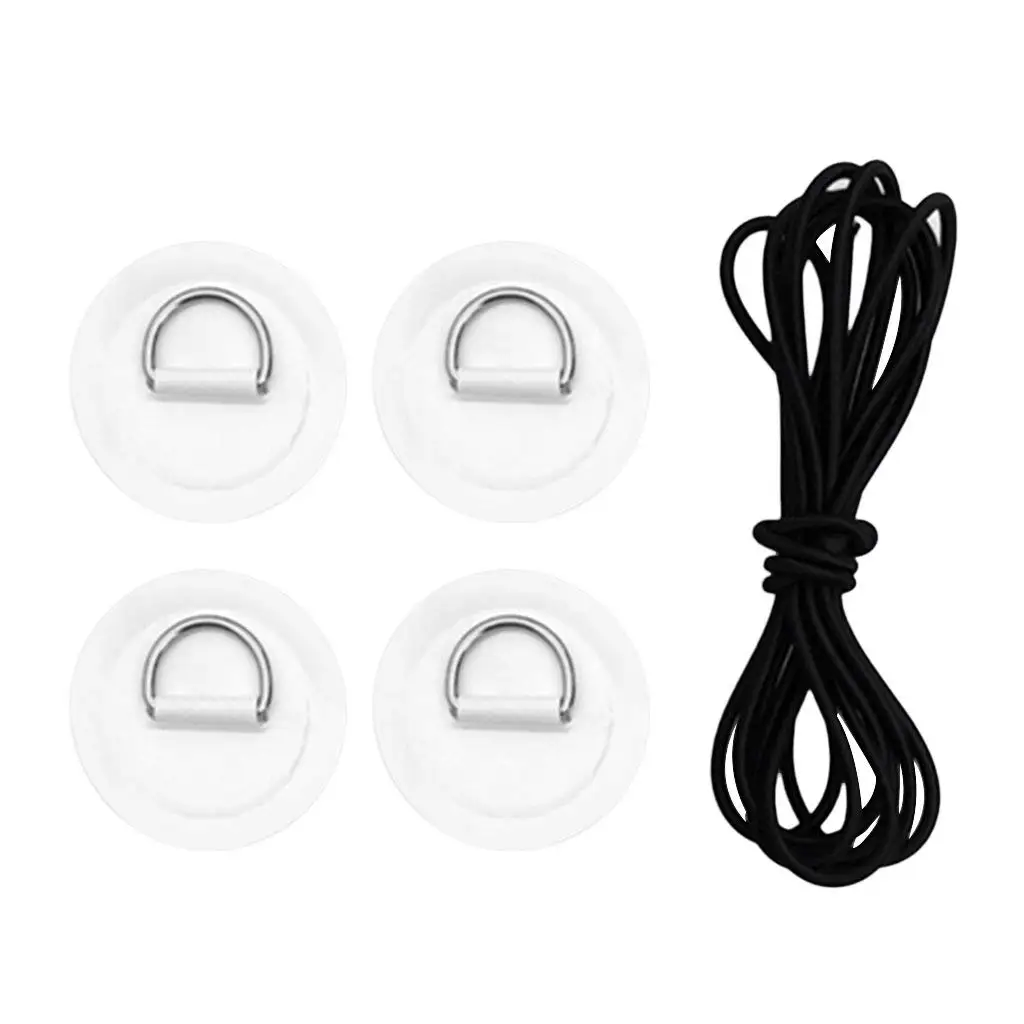 SM SunniMix Stand up Paddleboard SUP Bungee Deck Rigging Kit Inflatable Boat Deck Attachment Kit Kayak Accessories 6Pcs D Ring Patch /& Blue Elastic Shock Cord