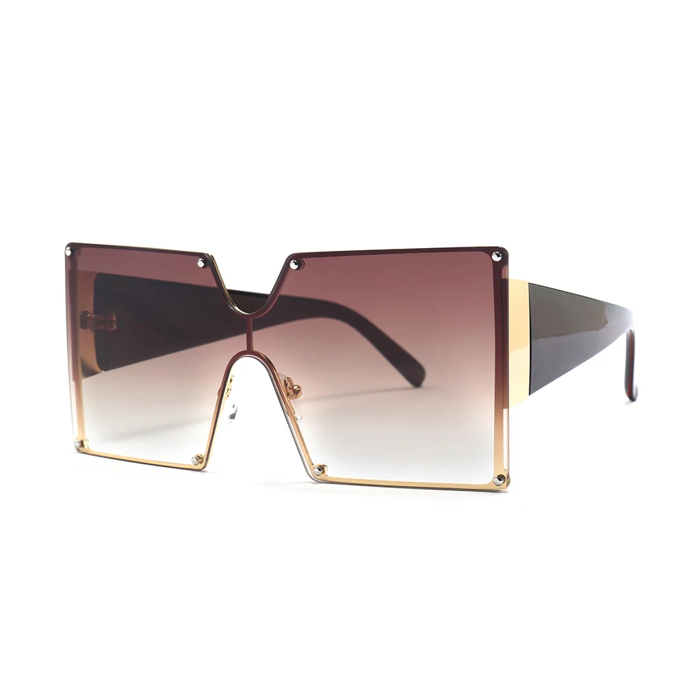 
Jheyewear custom 2020 new arrivals trendy fashion square rimless gradient oversized shades women sun glasses sunglasses 2021 
