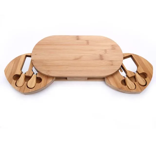 

Customized Bamboo Cute Shape Cheese Board With Knife Set, Carbonized