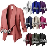 

2019 New Plus Size S-5XL Women Collar Suit Jacket Coat Blazer Ladies Long Sleeve Cardigan Slim Fit Ruffle Solid Small Suit Coat