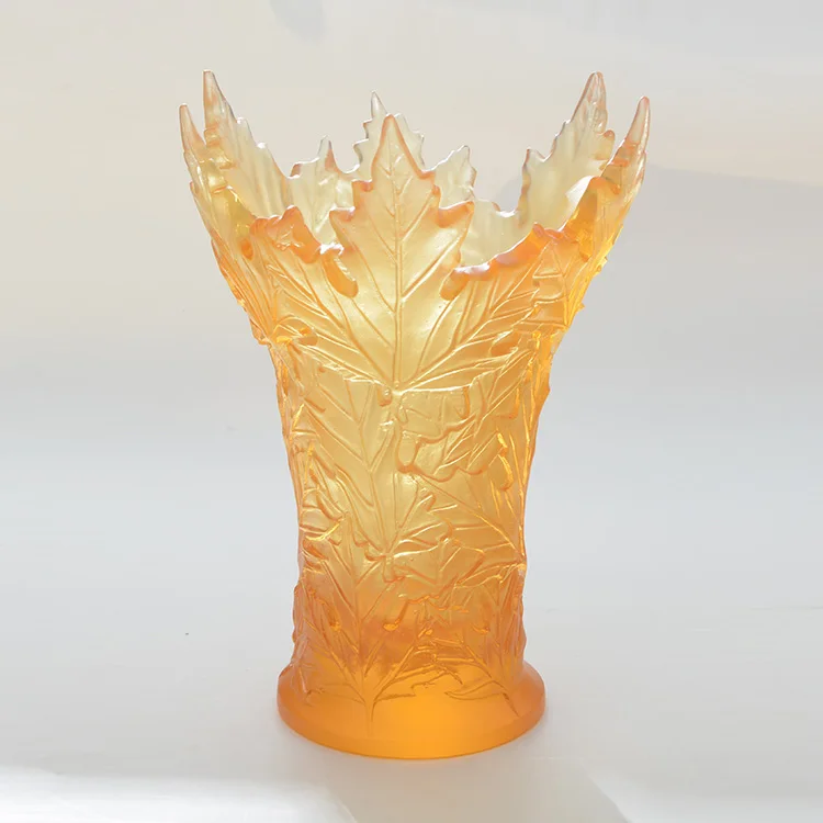 Elysee Crystal French Style Colored Crystal Home Decor Maple Leaf Arabic Dubai Vase Buy Vase