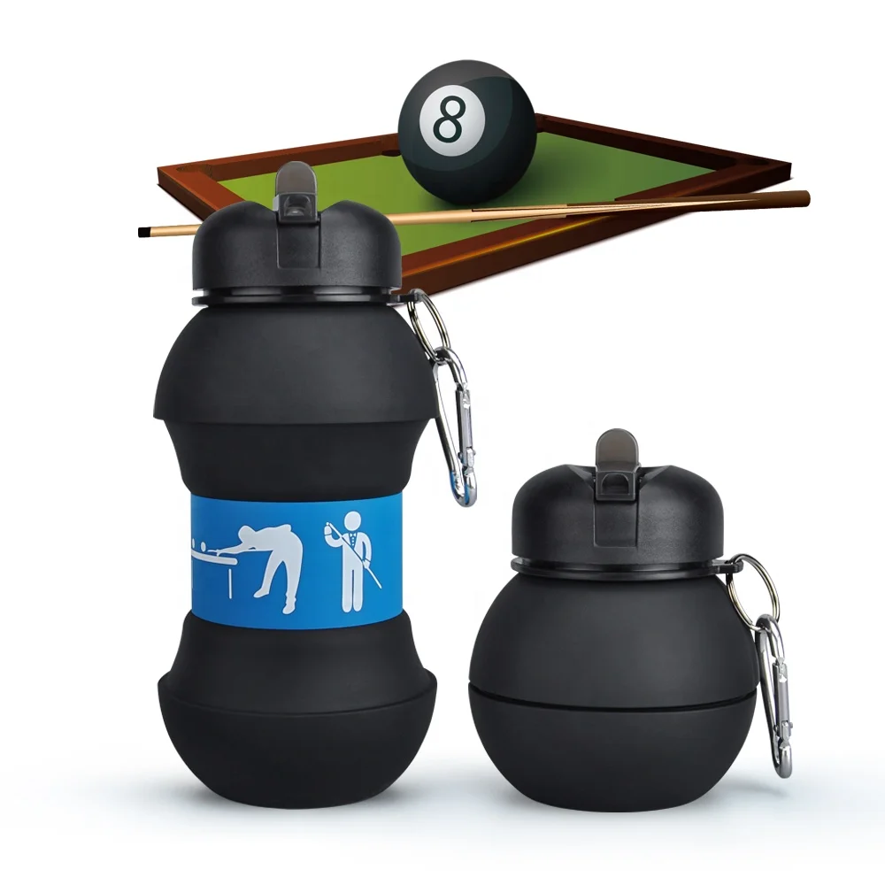 

New Invention Silicone Foldable Sports Waterbottle Custom Logo With Straw, Customized color acceptable