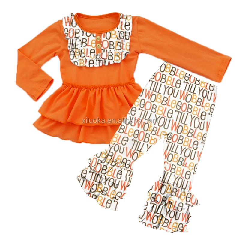 

Thanksgiving Baby Clothing SuitLlong Sleeve Orange Background Letter Pattern Pants Wholesale Baby Clothing Set, Picture