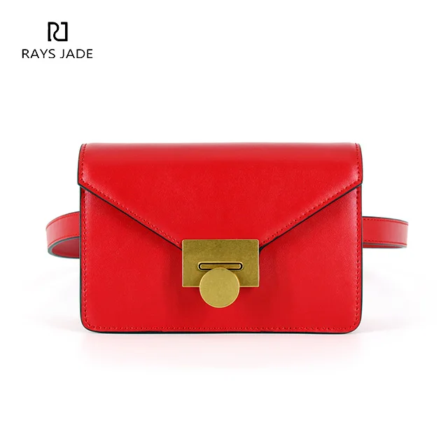 

Guangzhou factory custom red leather belt bag fanny pack for ladies