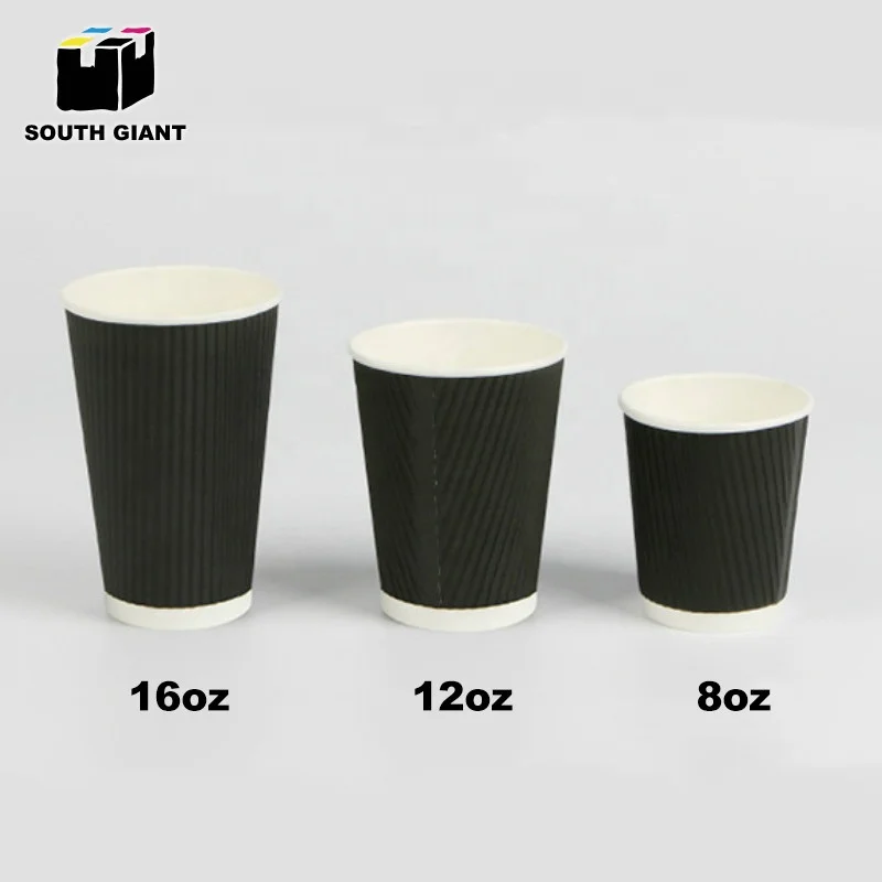 
Customize 8oz 12oz 16oz Disposal Ripple Triple Wall Insulated Kraft Paper Coffee Cups 