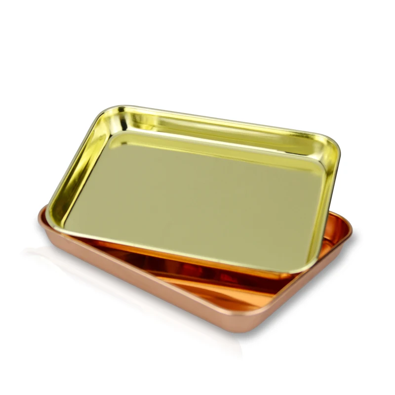 Manufacturers Rose Gold Rectangle Serving Metal Tray Stainless Steel