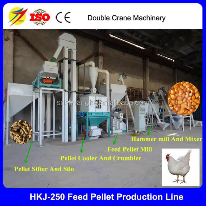 Hkj250 Model Poultry Feed Pellet Making Line One Ton,Chicken Feed Mill Plant,Poultry Feed