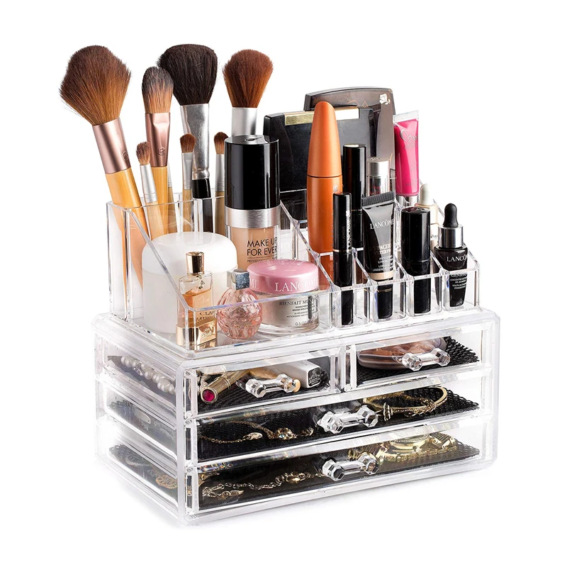 

Wholesale Acrylic Cosmetic Makeup Organizer With 4 Drawers Plastic Storage Box, Clear