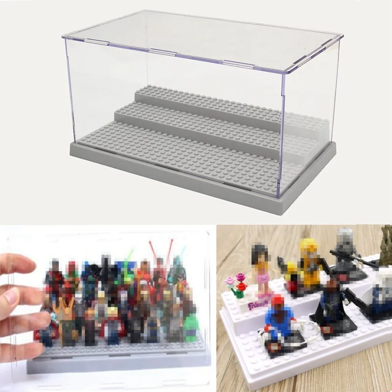 Wholesale 3 Steps Acrylic Lego Minifigures Collector Stackable Clear