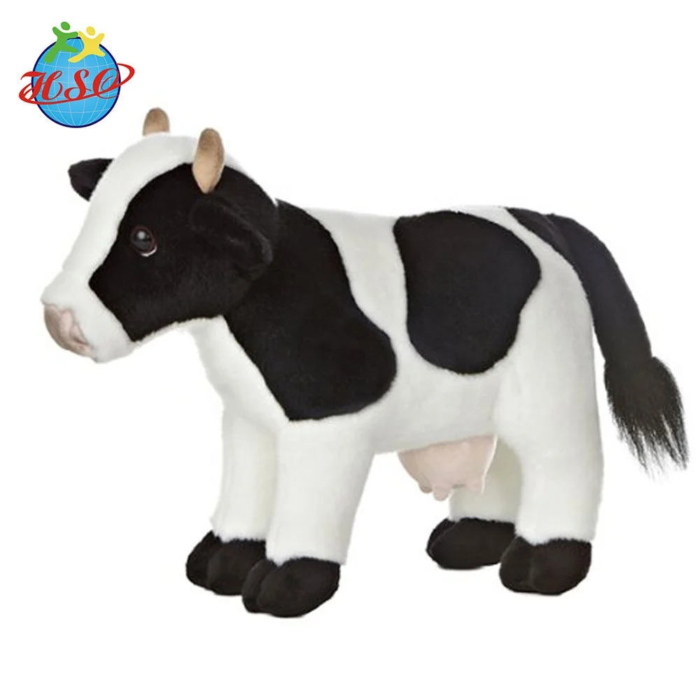 Black/White 11" Long Aurora World Miyoni Holstein Calf/Cow Plush Toy 
