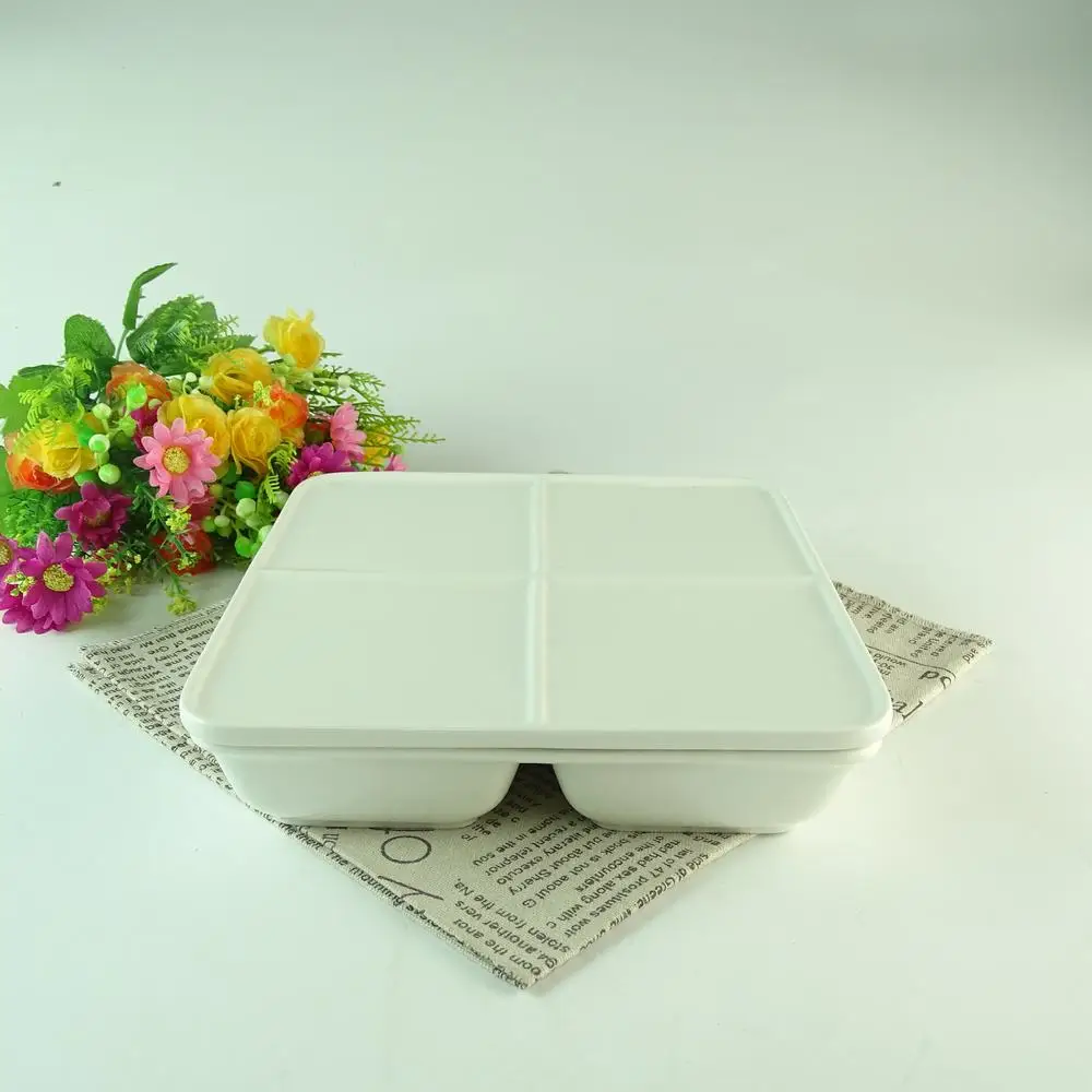 Sanbo Stock Cheap Wholesale White Catering Compartment Dinner Plates