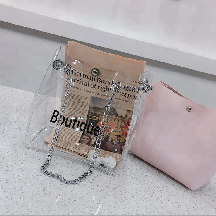 
PVC transparent bucket bag mini single-shoulder messenger bag handbag jelly bag 