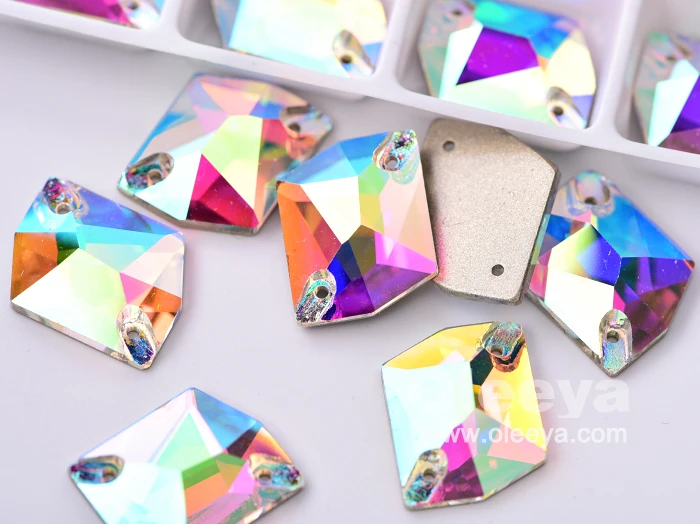 Factory Direct Sale 12mm Rivoli Glass AB Crystal Sew on Rhinestones Flatback Sewing Rhinestone Beads for Jewelry Making