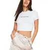 Fashion crew neck short sleeve crop top wholesale custom woman top