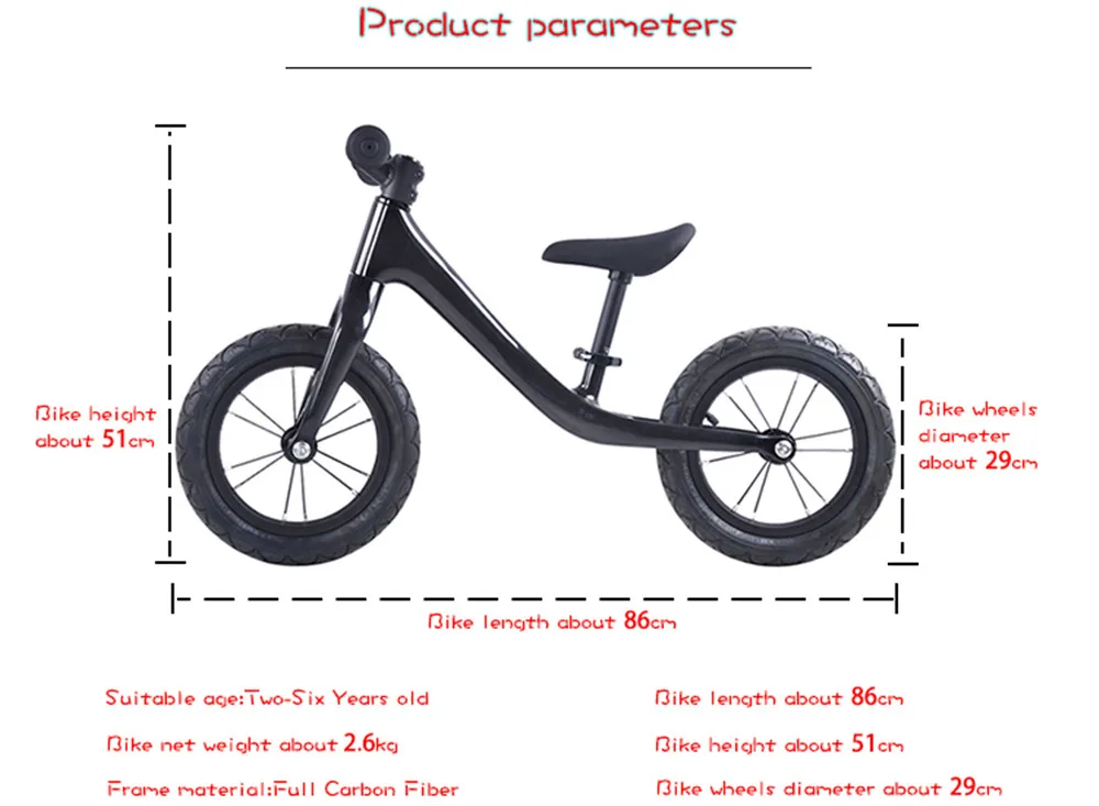 Excellent 12inch Carbon fiber Frame Children Bicycle carbon Kids balance Bicycle For 2~6 Years Old Child carbon complete bike for kids 3