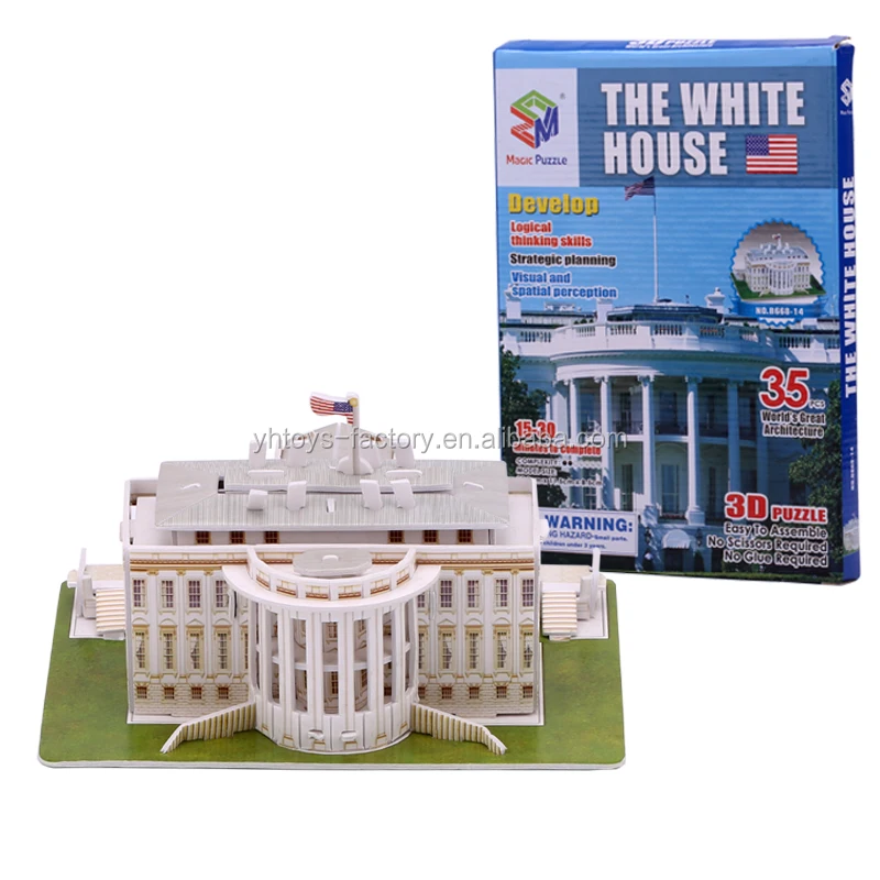 White House Washington DIY-3D-Laser-Cut-Miniature-Jigsaw-Puzzle-Educational Toys 