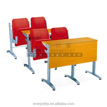 School Furniture College Lecture Hall Desk And Folding Seat