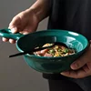 Restaurant high grade unique personalized ceramic pasta bowl with handle