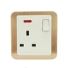 Home use PC 250V white+ gold 3 Pin Plug 13A switched socket