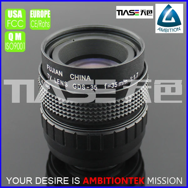 All metal black color CCTV 35mm f1.7 lens