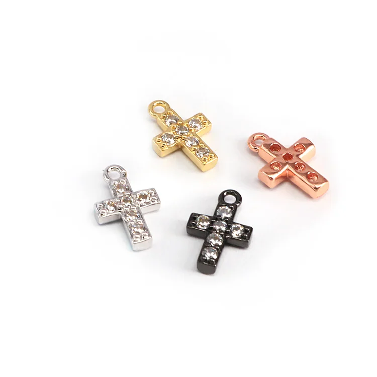 

CZ7525 New 2019 Mini Sparkly CZ Micro Diamond Pave Cross Charms, Gold,rose gold, black, and sliver