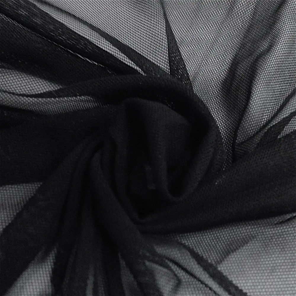 Solid Power Mesh Fabric Nylon Spandex 60" Wide Stretch Sold BTY Many Colors (Black, 1 YARD)