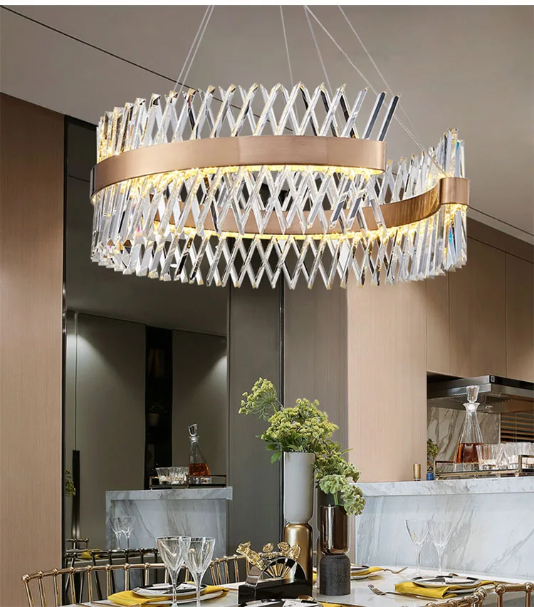 Modern LED crystal chandelier stainless steel chandelier can be customized living room bedroom hotel lighting