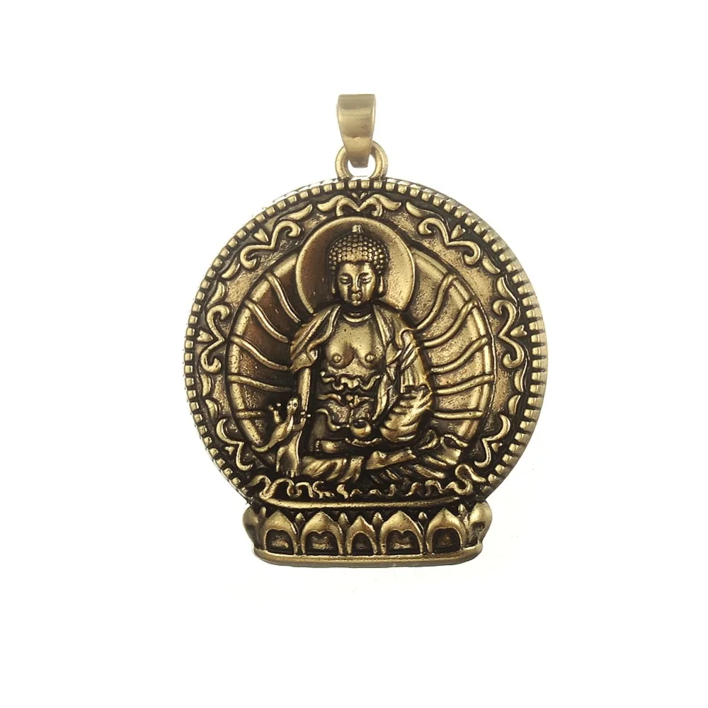 

Antique Bronze Plated Single Sided Buddhism Buddha Charms Pendant, Picture