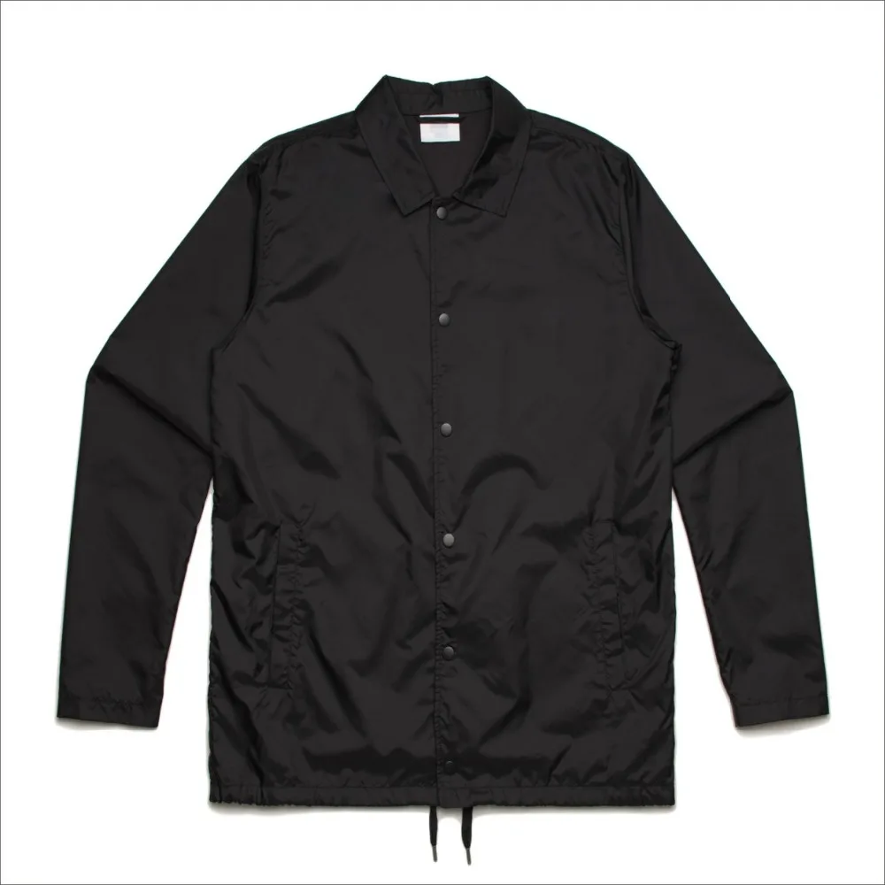 

Guangzhou Wholesale Blank Button Up Mens Coaches Jacket In Black, Black and offer swatch