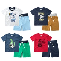 

Kids Boy Cotton Knit Fabric Outfit Set for Summer Dinosaur Short Sleeves T-shirts and Shorts Clothing Set for 1-6 Years Old