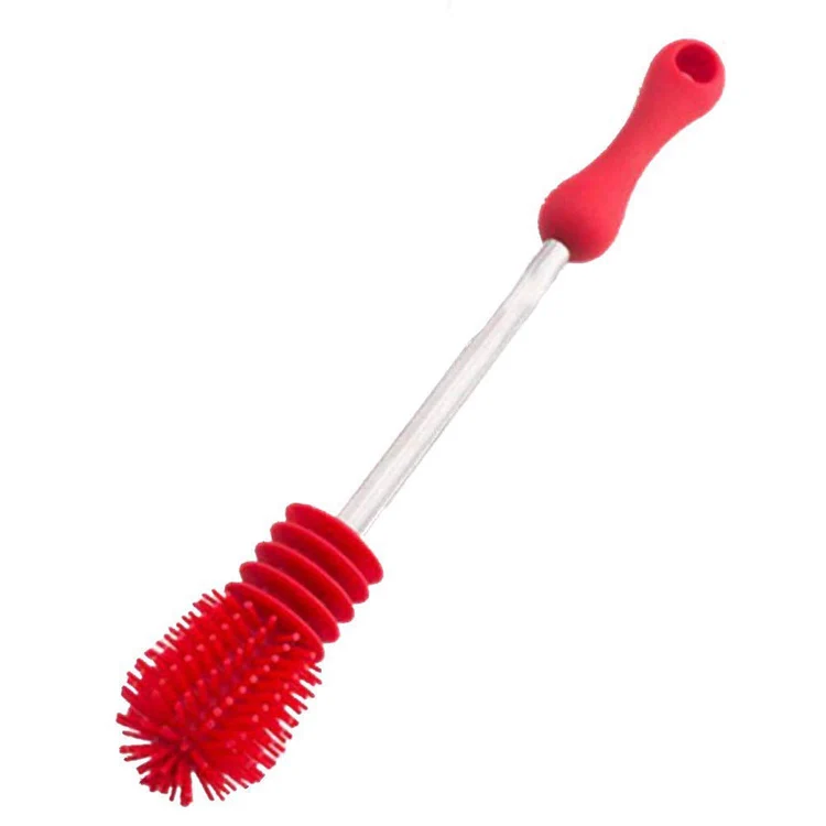 

BPA Free Long Handle Kitchen Silicone Bottle Cleaning Brush, Green and red