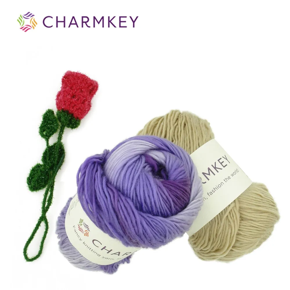Wholesales Charmkey Spaced Dyed Acrylic Roving Yarn Fancy Knitting Yarn