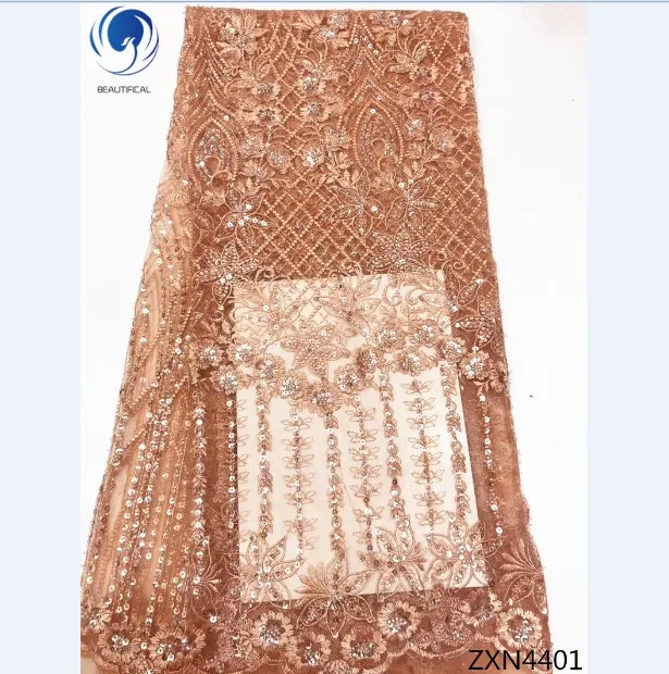 

Beautifical African Lace Sequins Net Lace Fabric Fashion Lace Fabric Dubai Embroidered for Dress ZXN44, 8 diffenrent color available