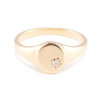 

Dainty 14K gold vermeil jewelry 925 silver synthetic diamond star signet ring