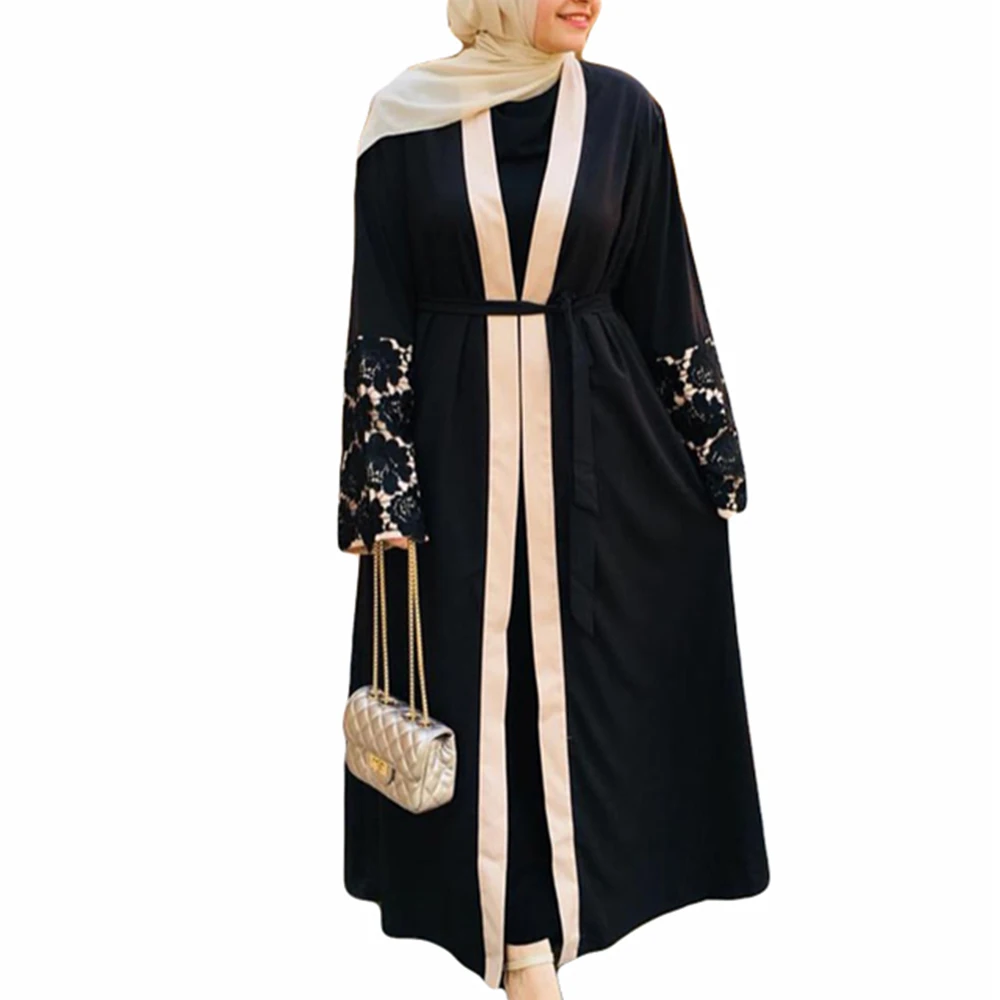 

1502# Jubah muslimah women front open fashion muslim dress dubai abaya turkish islamic clothing wholesale, Black/customized