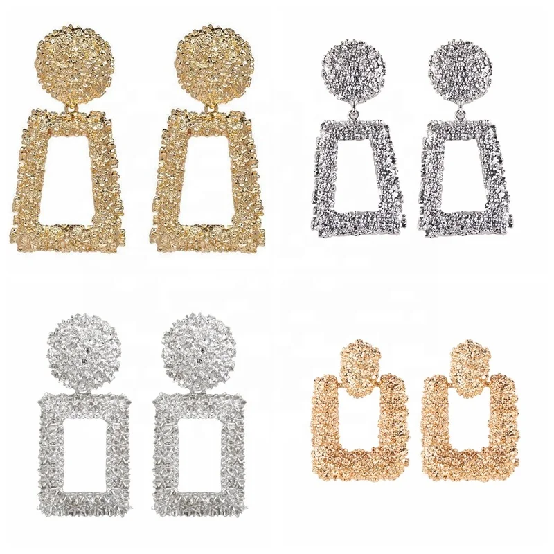 

Shihan SH1455 Women Fashion Statement Earrings Golden Alloy Square Summer Style Drop Earrings 2019