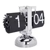 Zogifts Black/White Small Scale Table Clock Retro Flip Over Clock Stainless Steel Flip Internal Gear Operated Quartz Clock