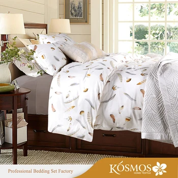 Kosmos Luxury Bedding Feather Design Printed Cotton Duvet Set