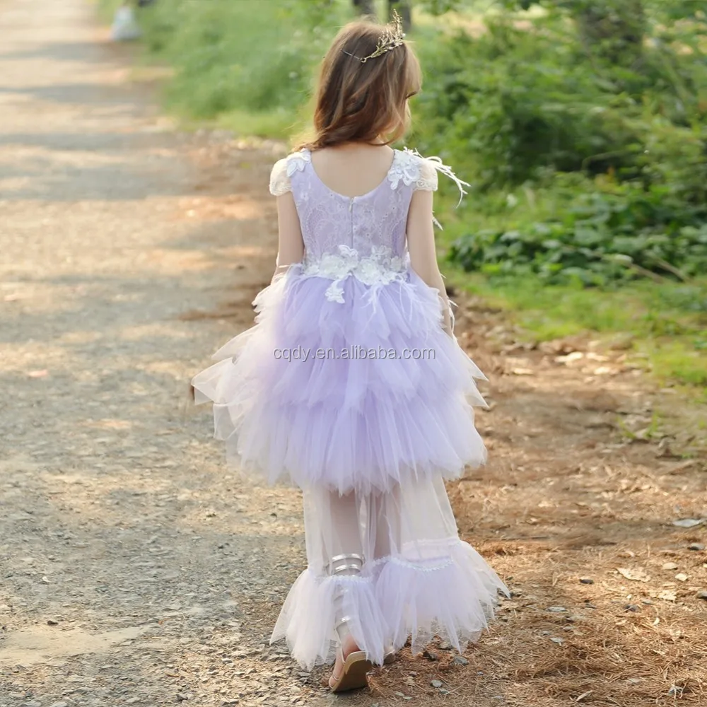 Lace Flower Fancy Party Dresses With Pettiskirt Child Wedding Dress Little Girl Ceremony Dress