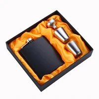 

8oz Matte Black Stainless Steel Large Metal Hip Flask Set ,wholesale gift set 8oz stainless steel customized color painting hip