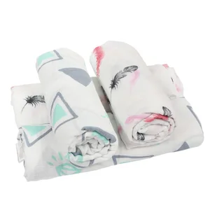 Hot Sale 70% Bamboo 30% Cotton Prints Gauze Baby Swaddle Blanket