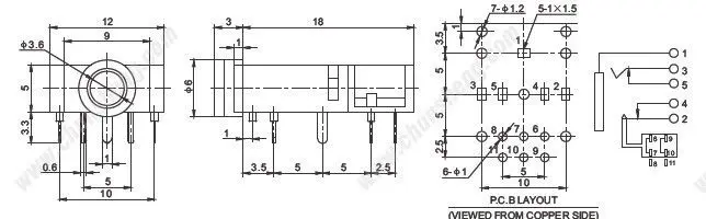 1/8" 3.5mm Stereo Socket Headphones Jack Pcb Panel Mount Connector