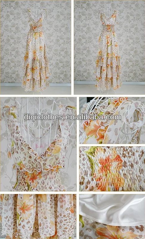 2014 Summer Yellow Chiffon Long Dress,With Leopard Print