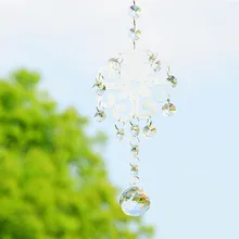 30mm Clear Glass Crystal Prism Ball Metal Christmas Snowflake Chandelier Part Hanging Pendants Suncatcher Christmas Decoration