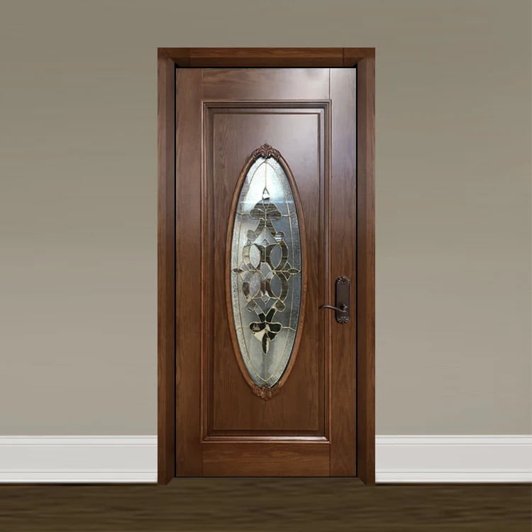 Modern Mideast House Interior Design PVC MDF Inserts Oval Glass Entry Door For Sale