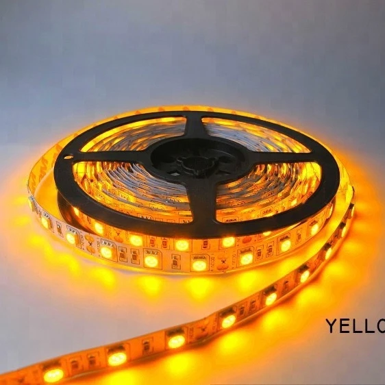 Factory Multiple Color Optional 3 Chips Golden Yellow 5m Per Roll SMD 5050 LED Strip With IR Remote Control
