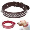 Big Round Spike Durable Wide Leather Heavy Duty Large Dog Collar