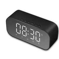 

smart dual alarm clocks portable mini speaker with mirror surface display loudspeaker portable audio player microphone